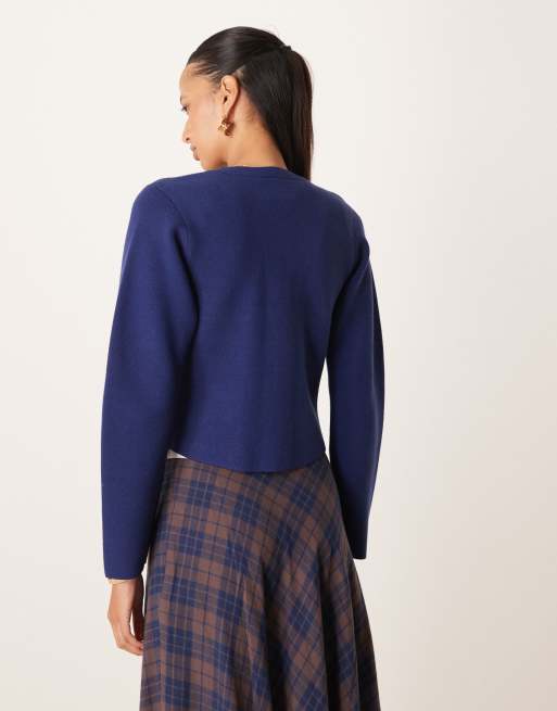 Abercrombie & Fitch button through cardigan in navy, 4 of 4