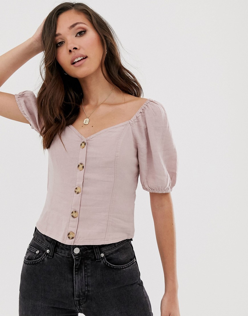 Abercrombie & Fitch button through linen shirt-Pink