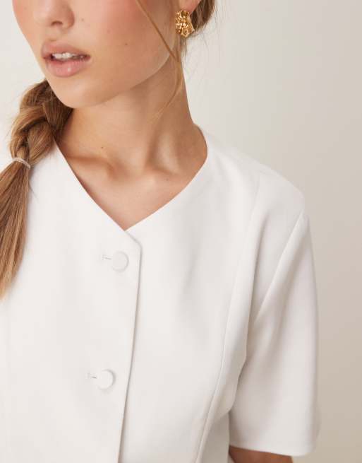 Abercrombie & Fitch button through vest in white, 3 of 4