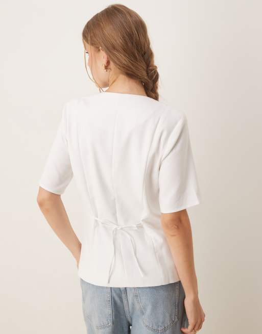 Abercrombie & Fitch button through vest in white, 4 of 4