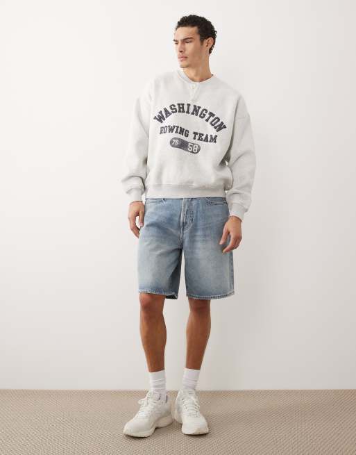 Abercrombie & Fitch button up henley light weight jumper in grey, 2 of 5