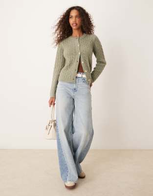 Abercrombie & Fitch Button Up Knit Cardigan In Gray
