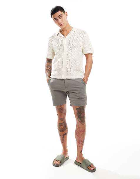 Abercrombie & Fitch buttonthrough open stitch knit polo in cream - view 1