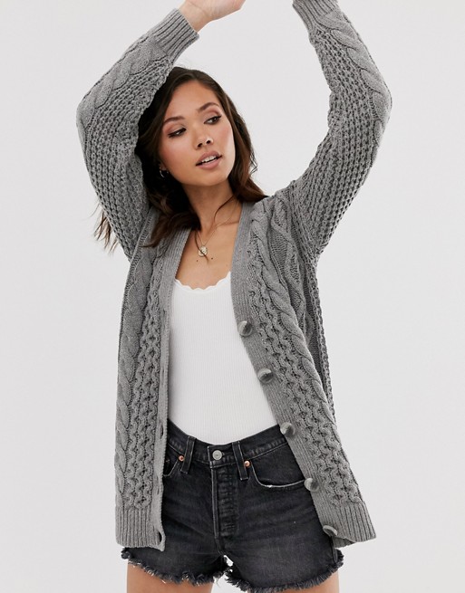 Abercrombie & Fitch cable cardigan in grey