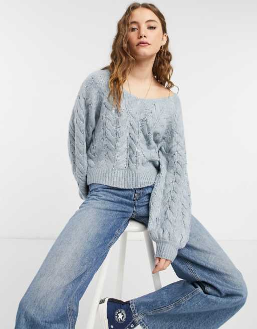 Boat neck clearance cable knit sweater