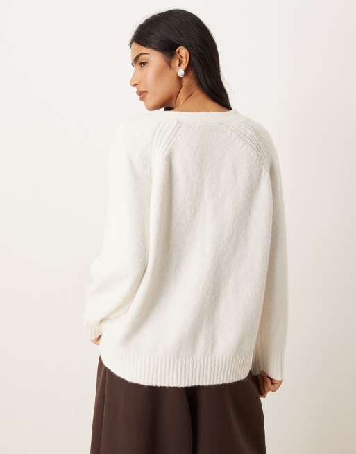 Abercrombie & Fitch cable knit dad cardigan in cream, 4 of 4