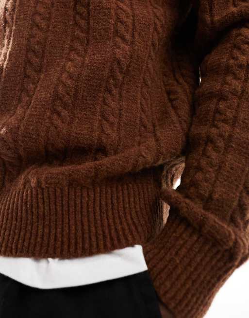Abercrombie Fitch cable knit jumper in camel marl ASOS