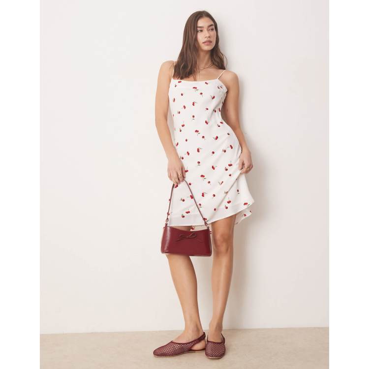 Abercrombie & Fitch cami strap knee length slip dress in red