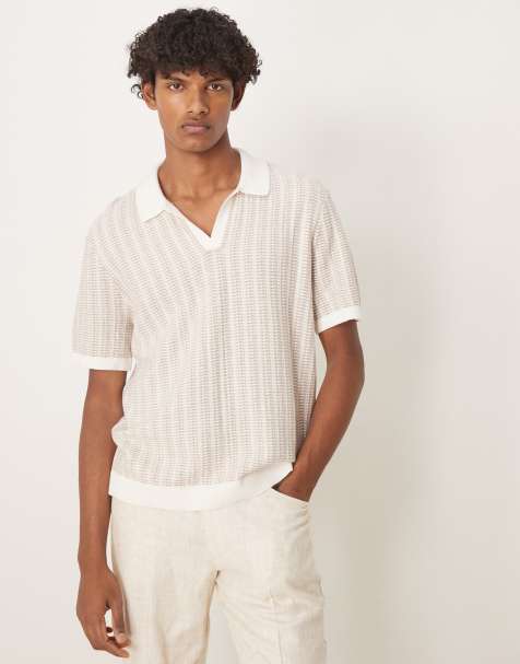 Abercrombie & Fitch - Camicia a maniche corte beige all'uncinetto - view 1