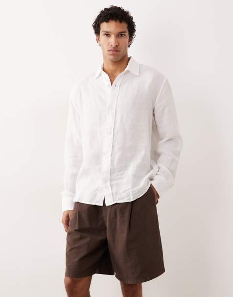 Abercrombie & Fitch - Camicia a maniche corte bianca in lino - view 1