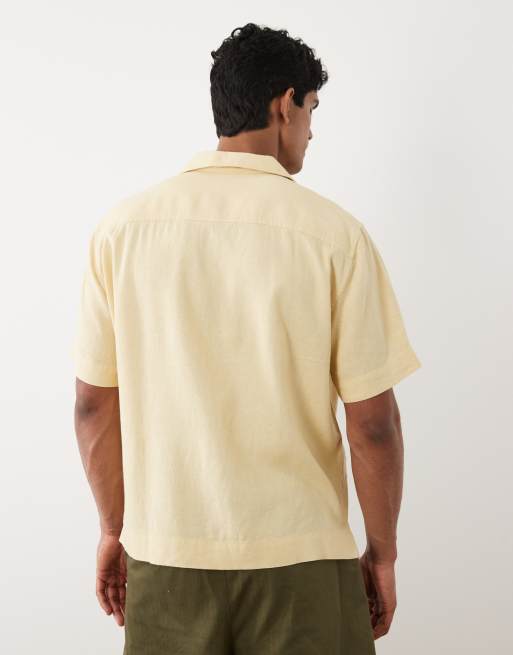 Abercrombie & Fitch - Camicia a maniche corte gialla con ricamo resort, 3 di 5
