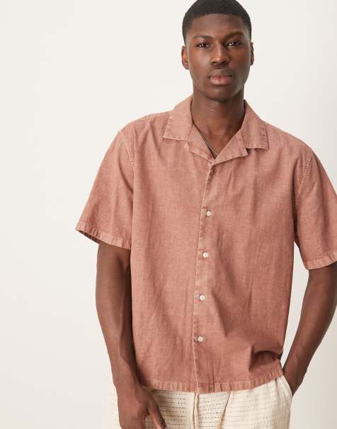 Abercrombie & Fitch - Camicia a maniche corte in lino marrone - view 1