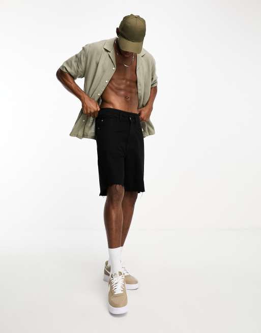 Abercrombie & Fitch - Camicia a maniche corte kaki in lino