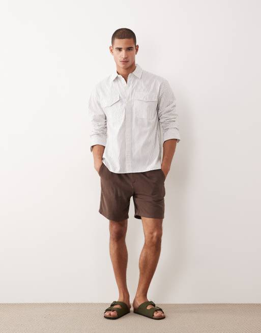 Abercrombie & Fitch - Camicia a maniche lunghe bianca a righe con tasche, 2 di 5