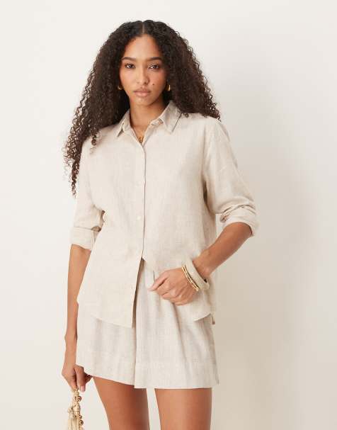 Abercrombie & Fitch - Camicia a maniche lunghe comoda grigia in lino - view 1