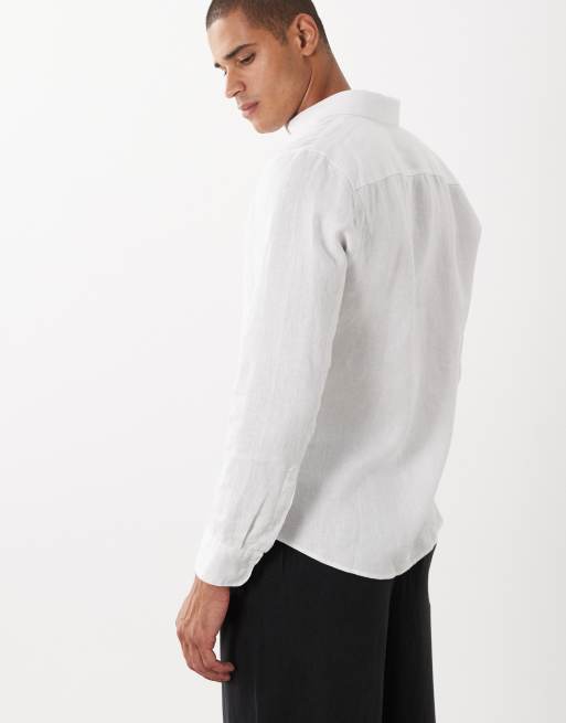 Abercrombie & Fitch - Camicia a maniche lunghe in 100% lino bianca, 5 di 5