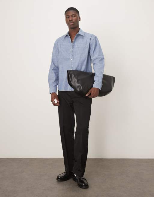 Abercrombie & Fitch - Camicia a maniche lunghe in denim indaco, 3 di 4
