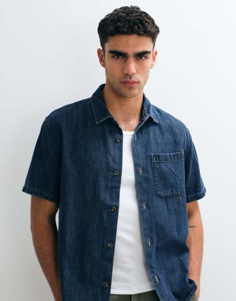 Abercrombie & Fitch - Camicia casual a maniche corte in denim blu - view 1