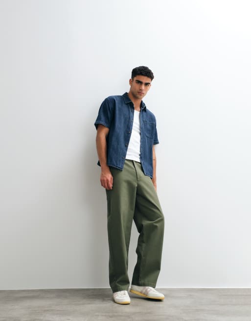 Abercrombie & Fitch - Camicia casual a maniche corte in denim blu, 2 di 5