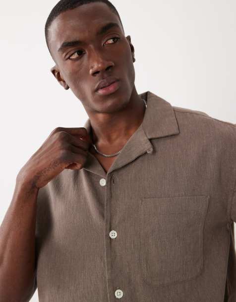 Abercrombie & Fitch - Camicia casual a maniche corte squadrata marrone - view 1