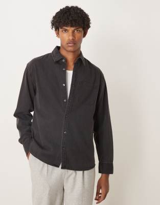 Abercrombie & Fitch - Camicia corta stile western a maniche lunghe in denim nero - view 1