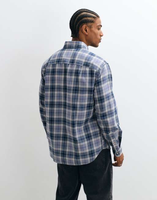 Abercrombie & Fitch camicia flanella oversize a quadri blu, 5 di 5
