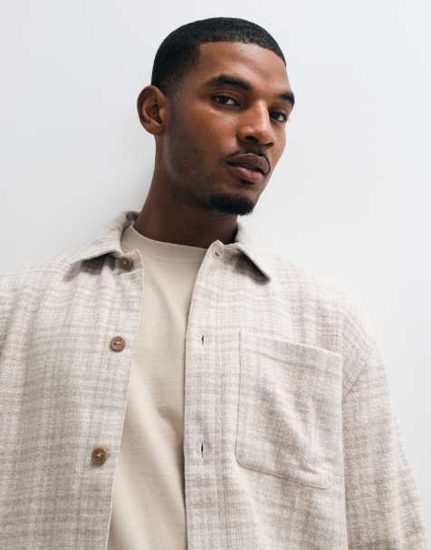 Abercrombie & Fitch camicia flanella oversize a quadri crema - view 1