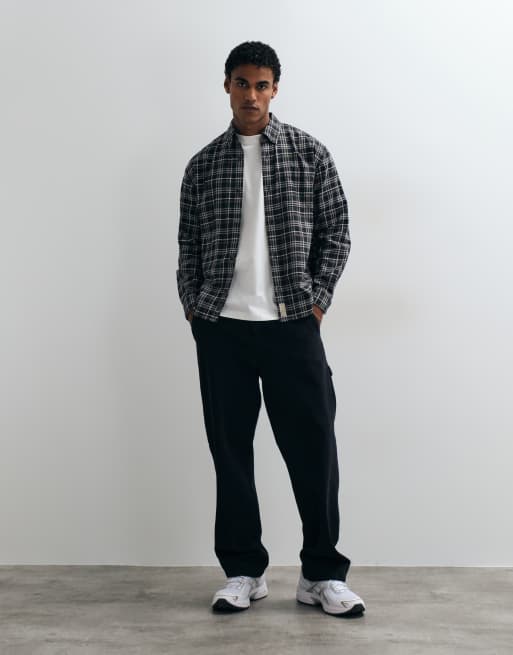 Abercrombie & Fitch camicia flanella oversize a quadri neri, 2 di 5