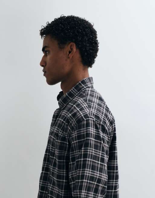 Abercrombie & Fitch camicia flanella oversize a quadri neri, 5 di 5