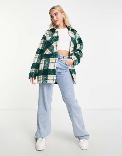 Abercrombie & Fitch - Camicia giacca corta comoda verde a quadri , 4 di 4