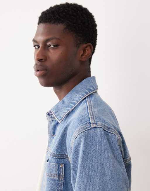 Abercrombie & Fitch - Camicia giacca di jeans lavaggio blu medio, 4 di 5