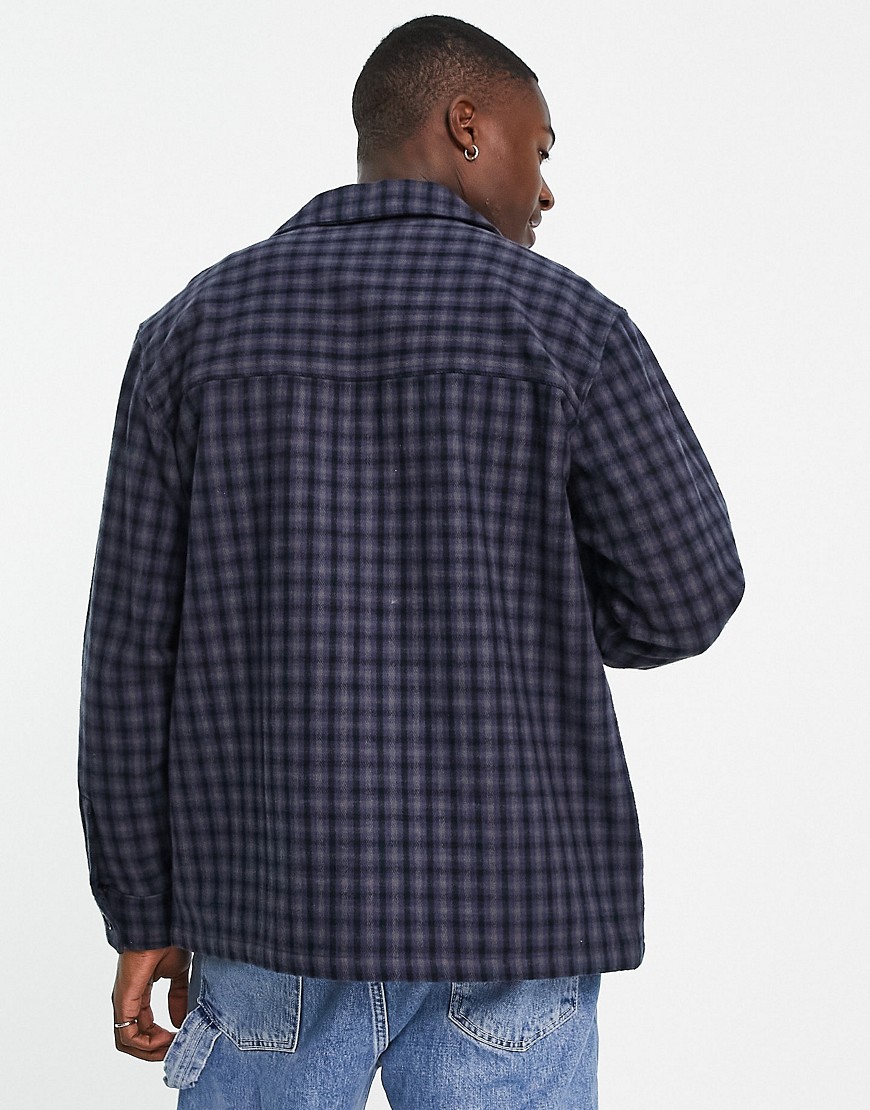 Camicia giacca oversize blu a quadri con zip sulla parte anteriore - Abercrombie&Fitch Camicia donna  - immagine1