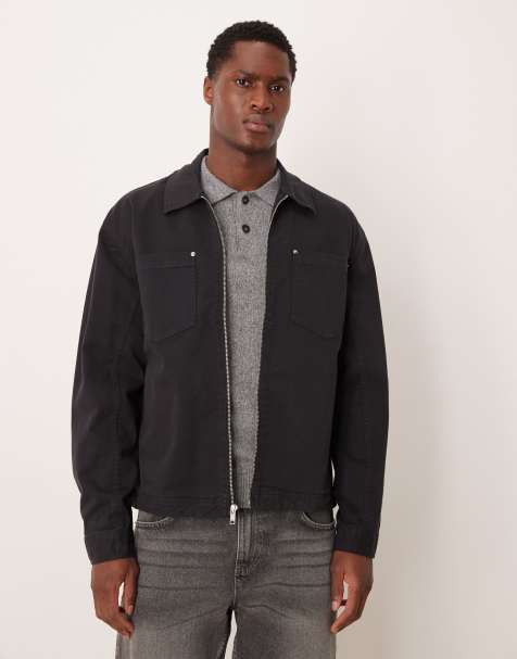 Abercrombie & Fitch - Camicia giacca oversize nera con zip - view 1