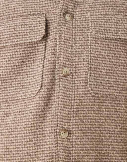 Abercrombie & Fitch - Camicia giacca taglio comodo grigia/marrone a quadri bouclé, 5 di 5