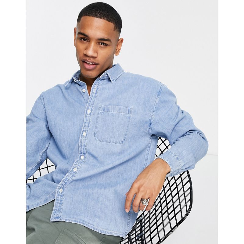Uomo Camicie Abercrombie & Fitch - Camicia in denim lavaggio blu medio