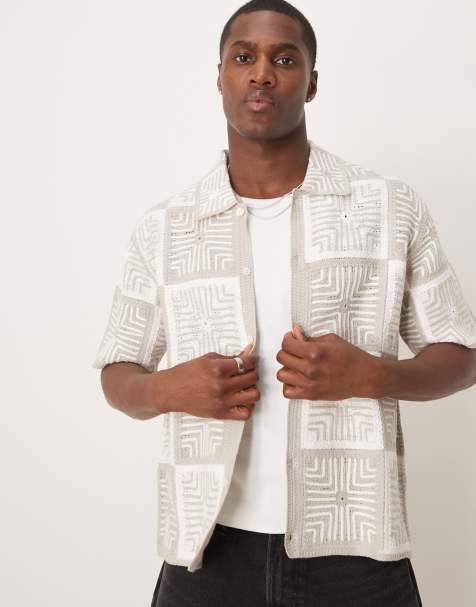 Abercrombie & Fitch - Camicia in maglia all'uncinetto color panna - view 1