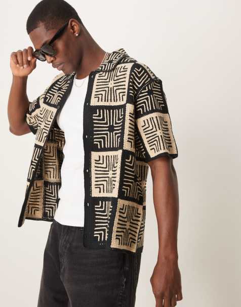 Abercrombie & Fitch - Camicia in maglia all'uncinetto multicolore a contrasto - view 1
