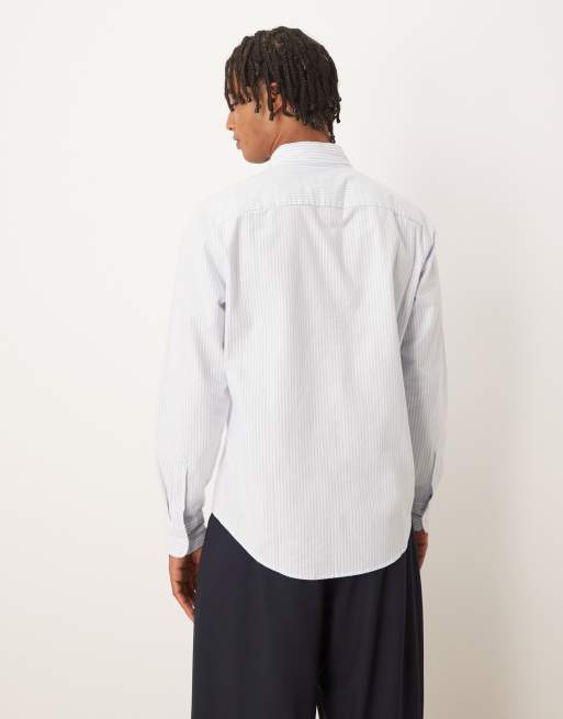 Abercrombie & Fitch - Camicia Oxford a maniche lunghe blu a righe, 3 di 5