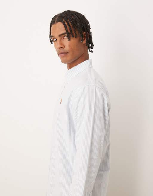 Abercrombie & Fitch - Camicia Oxford a maniche lunghe blu a righe, 4 di 5