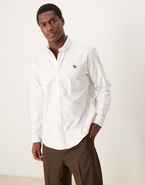 Abercrombie & Fitch - Camicia Oxford bianca con logo iconico - view 1