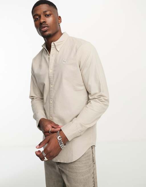 Abercrombie & Fitch - Camicia Oxford color cuoio con logo 3D