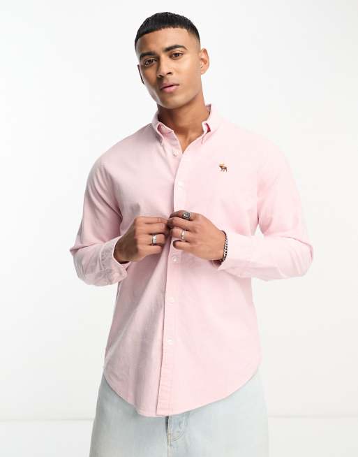 Abercrombie & Fitch - Camicia Oxford rosa con logo iconico