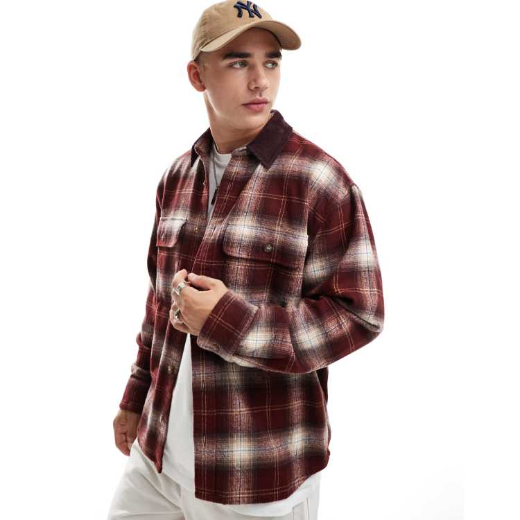 KEFEVD Giacca camicia da uomo camicia in flanella trapuntata foderata