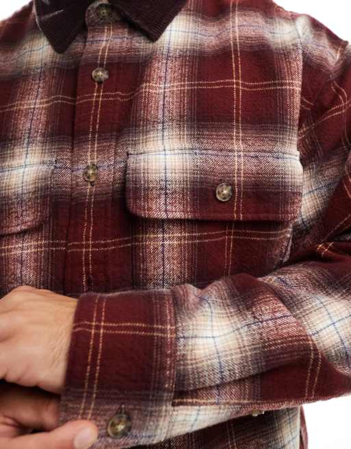 Camicia Uomo Flanella A Righe Rosse, Cotone Misto, Manica Lunga, Bottoni, Casual - 3