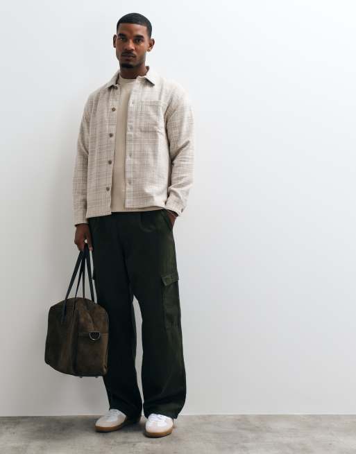 Abercrombie & Fitch camisa oversize a cuadros crema, 2 de 10