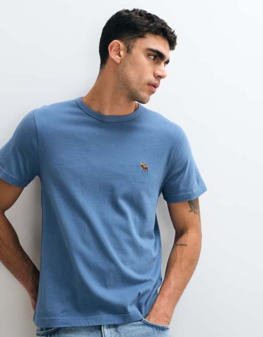 Abercrombie & Fitch - Camiseta azul de corte slim con logo, 5 de 5