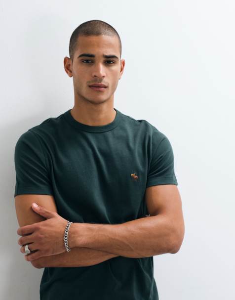 Abercrombie & Fitch - camiseta esencial con logo icon en verde oscuro - view 1