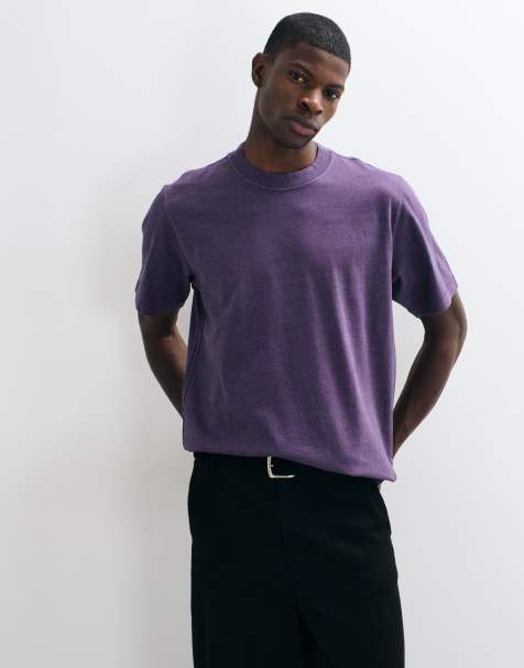 Abercrombie & Fitch camiseta oversized de tejido grueso en morado lavado - view 1