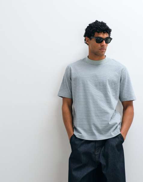 Abercrombie & Fitch - camiseta premium de tejido grueso a rayas azul bebé - view 1