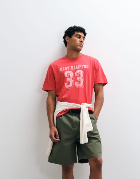 Abercrombie & Fitch - Camiseta roja con logo universitario - view 1